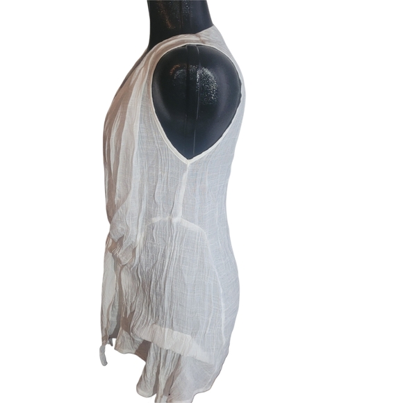 Papillon White Wrinkled Fabric Detailed Sleeveless Layered Top M - Picture 4 of 6